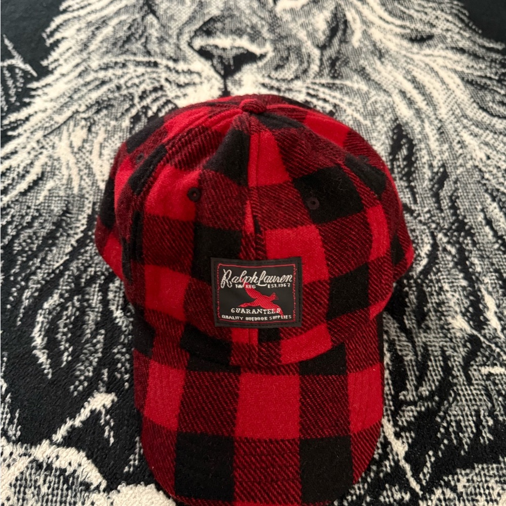 Polo Ralph Lauren Quality Goods Checkered Black/Red Buffalo Plaid Adjustable Cap